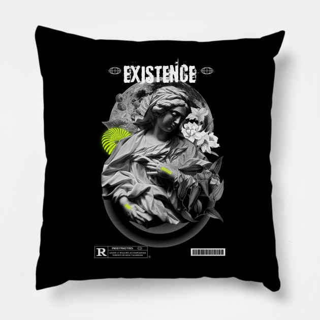 "EXISTENCE" WHYTE - STREET WEAR URBAN STYLE Pillow by LET'TER