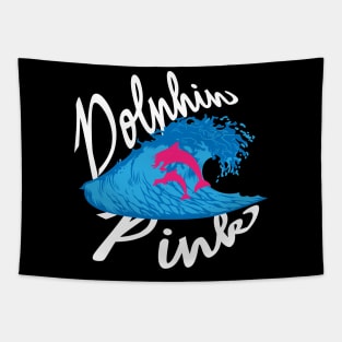 Making Waves with Pink Dolphin Wave: Explore the World of Surfing Pink River Dolphins Tapestry