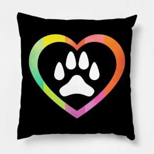 dog paw in heart Pillow