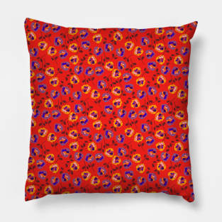 Red Floral Pattern Pillow