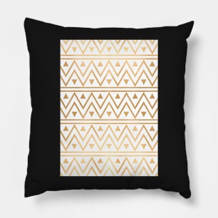 White & Gold Chevron Pattern Pillow