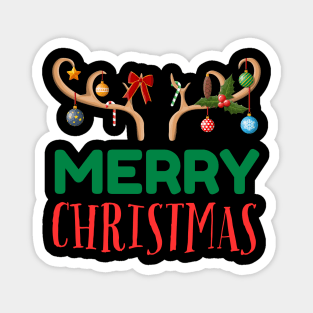 Merry Christmas with Festive Reindeer Antlers Magnet