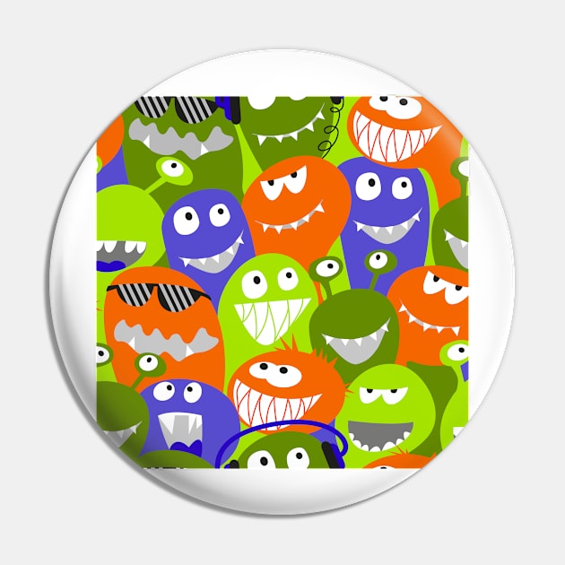 monster fun - green, orange, violet Pin by kobyakov