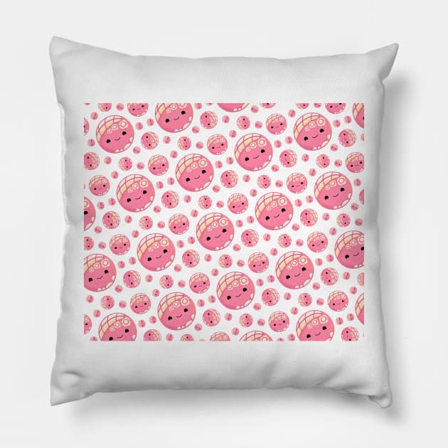 Pink Concha Pattern (Pan Dulce Art) Pillow by Florentino