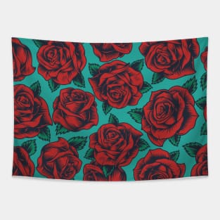 roses red pattern Tapestry