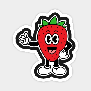 Strawberry in Old Cartoon Vintage Style Magnet