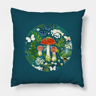 In my garden (teal) Pillow