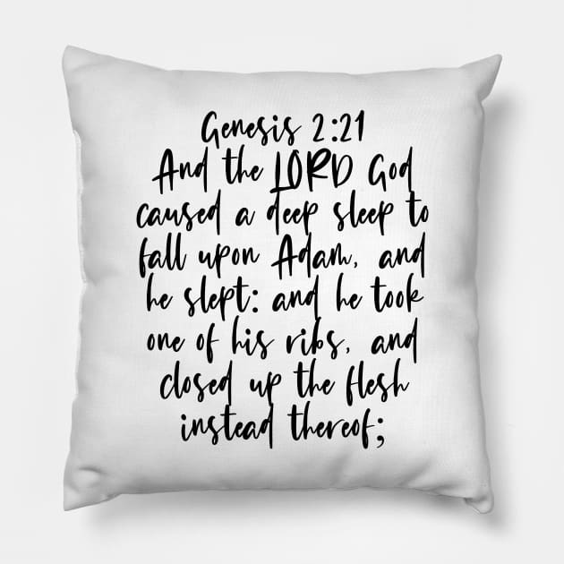 Genesis 2:21 Bible Verse Pillow by Bible All Day 