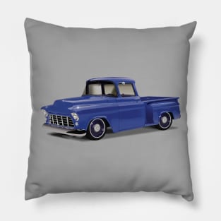 1955 Chevrolet Pickup Classic Truck Bright Blue Pillow