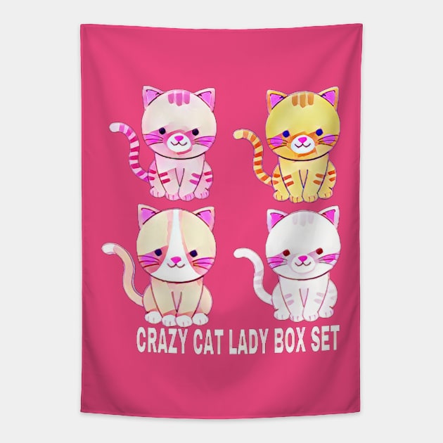 Crazy Cat Lady Box Set Tapestry by Black Cat Alley