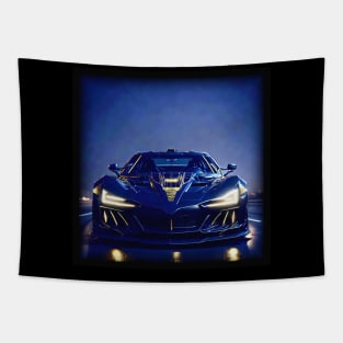 Hypercar on the road at night Tapestry