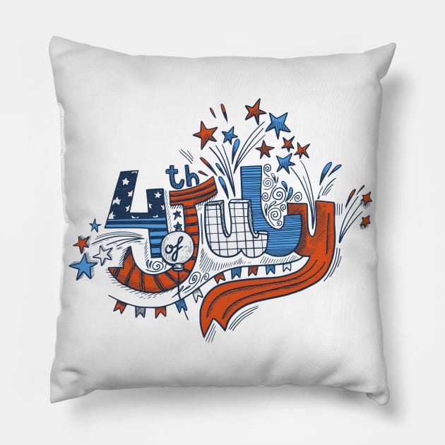 4th of July independence day Pillow by osaya