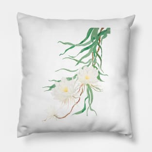 white epiphyllum watercolor Pillow