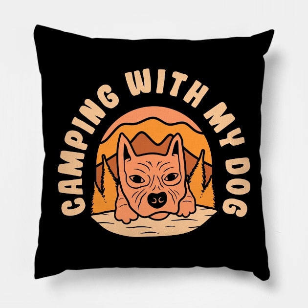 Nature's Best Friend - Camping with My Dog Tee Pillow by Hashed Art