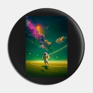 Astronaut play soccer in space Pin