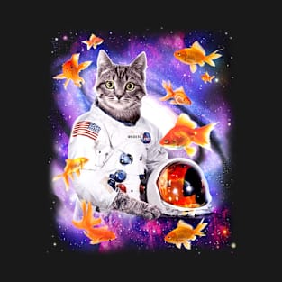 Cat Astronaut in Deep Galactic Outer Space T-Shirt