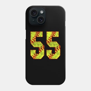 Fastpitch Softball Number 55 #55 Softball Shirt Jersey Uniform Favorite Player Biggest Fan Phone Case