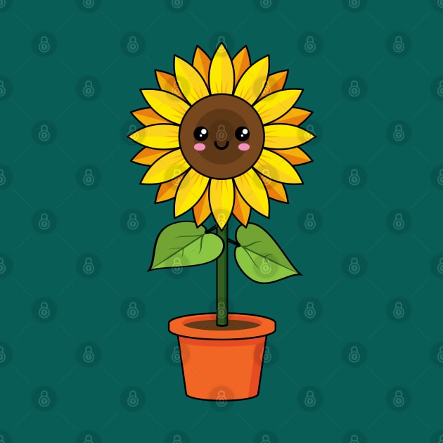 Kawaii Sunflower Plant in a Pot by BirdAtWork