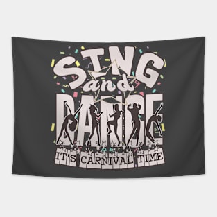 Carnival fun: sing and dance in a pastel background and confetti Tapestry