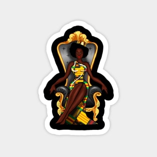 Afro African Queen, Beauty, Melanin Woman, Kente Pattern Magnet