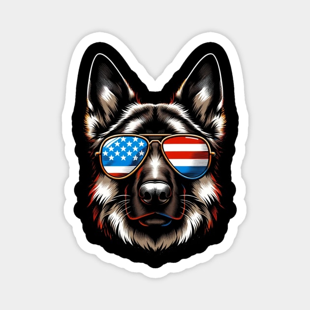 German Shepherd Patriotic Sunglasses American FlagGerman Shepherd Patriotic Sunglasses American Flag 4th of July Magnet by karishmamakeia