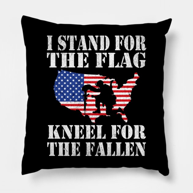 I Stand For The Flag Kneel For The Fallen Memorial Day Pillow by ArchmalDesign