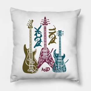 Rock and roll, electric guitars, music lover. white background Pillow