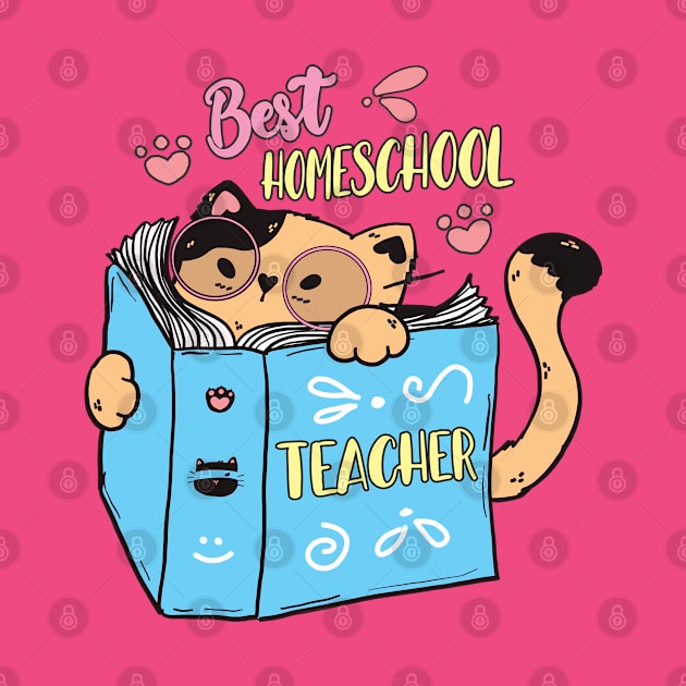 Cute Homeschool Teacher Cat Cartoon by USProudness