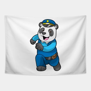 Panda as Police officer with Police hat Tapestry