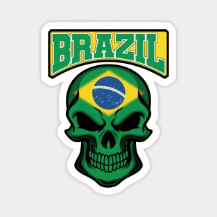 BRAZIL FLAG IN A SKULL EMBLEM Magnet