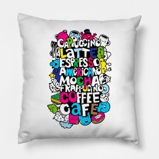 doodle popular coffee drinks Pillow