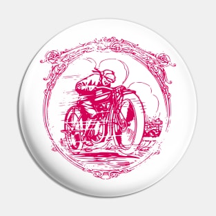 Antique Motorbike Illustration in Magenta Pin