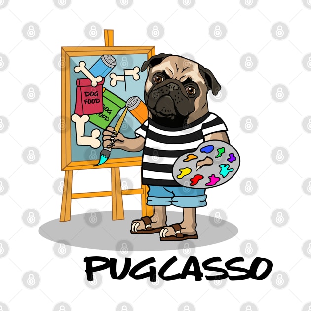 Pugcasso Dog T shirt by EasyTeesy