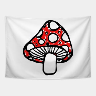 Mushroom Doodle Black Tapestry