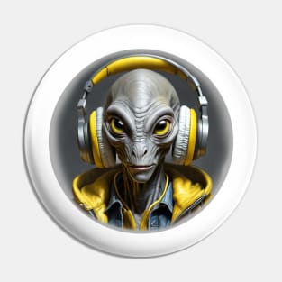 Alien with Headphones Pin