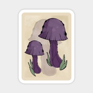 Dark Purple Cottagecore Mushrooms, Classy Portrait Style Magnet