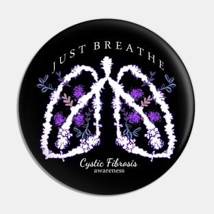 Cystic Fibrosis Awareness (White) Just Breathe Pin