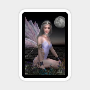 Fairy in moonlight by the sea Magnet