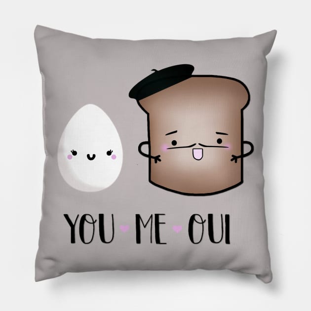 You, Me, Oui Pillow by staceyromanart