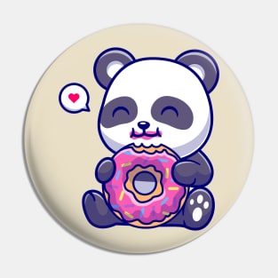 Cute Panda Eating Doughnut Cartoon Pin