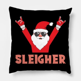 Santa Sleigher Heavy Metal Christmas Pillow