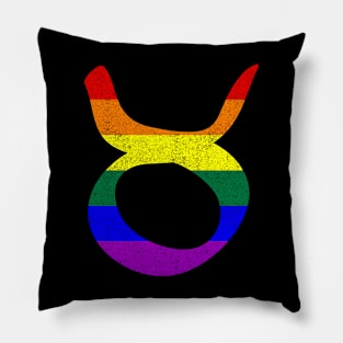 LGBT Gay Pride Flag Taurus Zodiac Sign Pillow