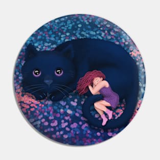 Girl and Cat Pin