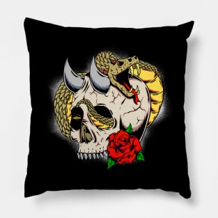 Snake skull roses Pillow