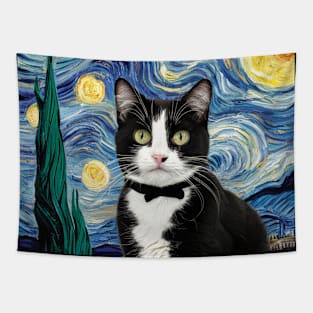 Tuxedo Cat Starry Tapestry