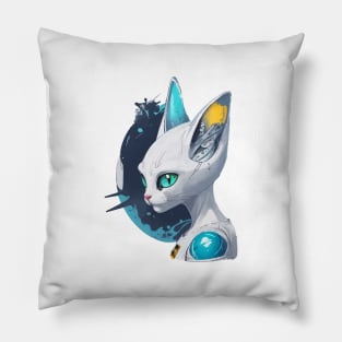 Robotic alien kitten | Space cat Pillow