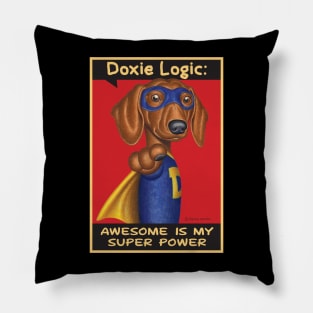 Dachshund wearing super hero costume Pillow