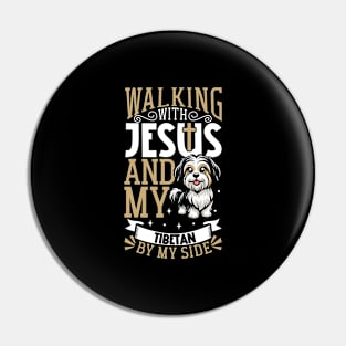 Jesus and dog - Tibetan Terrier Pin