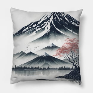 Serene Mount Fuji Sunset - Peaceful River Scenery Pillow