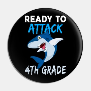 Shark Kids Ready To Attack 4th Grade Boys Back To School Pin